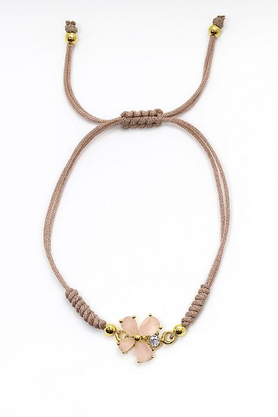 MakeWell Zircon Stone Butterfly Design Drawstring Pearl Beaded Bracelets