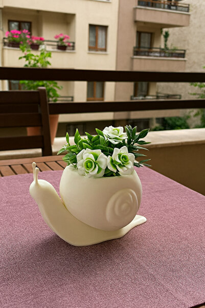 NOVATECH İNOVASYON Salyangoz Saksı Dekoratif Saksı Hayvan Figürlü Saksı Masa ...