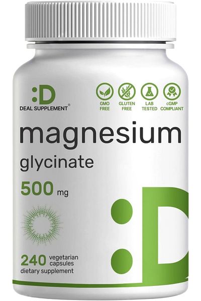 DEAL SUPPLEMENT Magnesium(Magnesium) Glycinate 500Mg, 240 Veggie Caps Mineral Sleep & Heart Health