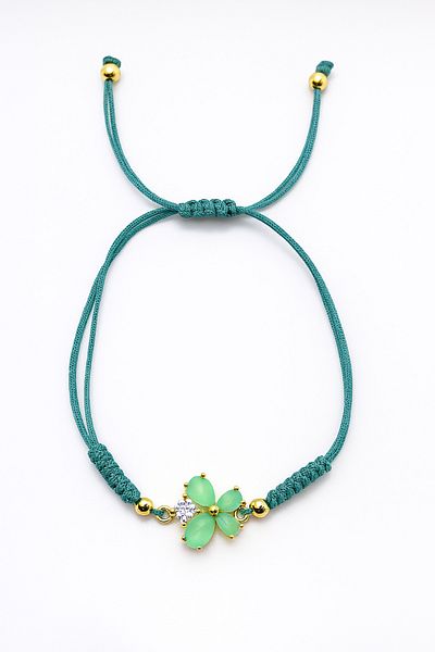 MakeWell Zircon Stone Butterfly Design Drawstring Pearl Beaded Bracelets