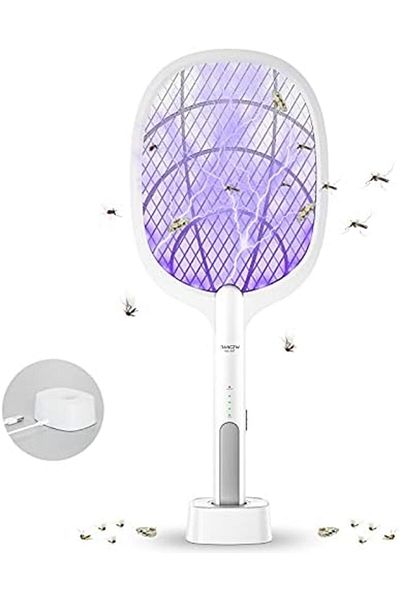 Generic Electric Fly Swatter, 3500V USB Rechargeable Fly Killer Bug Zapper Racket with Charging Base,