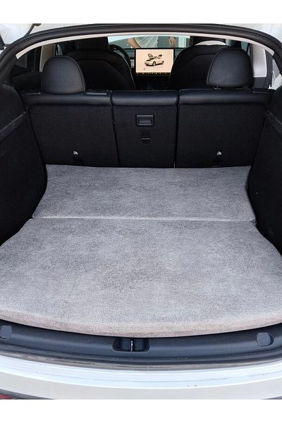 Shop-set Tesla - Model Y Compatible Auto Back Seat Bed - Cream - 6 cm Feather Sponge, Padded, Bag