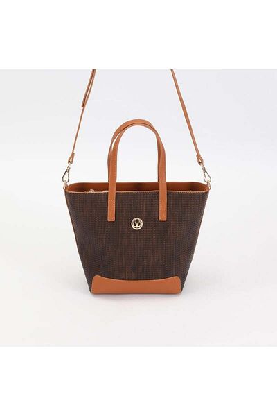 Levidor Brown Straw Pattern Women's Hand and Shoulder Bag