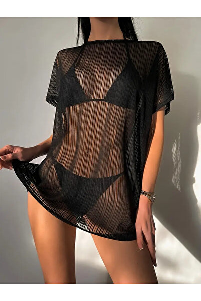 MİLALAZO غطاء شاطئ صيفي/شال، قلنسوة شبكية بأكمام قصيرة بدون بيكيني ذو صدر ممتلئ