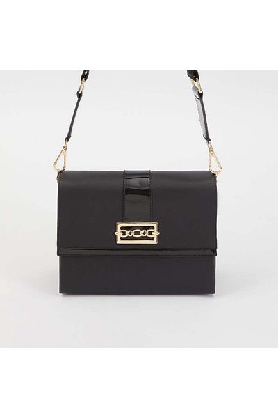 Levidor Black Chain Buckle Detailed Women's Shoulder Bag