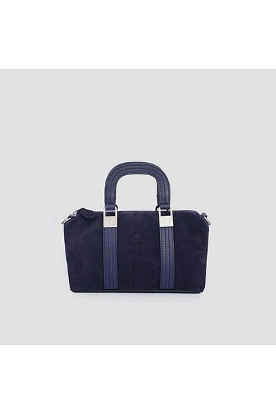 Jacquline Navy Blue Haleis Genuine Nubuck Leather Women's Handbag