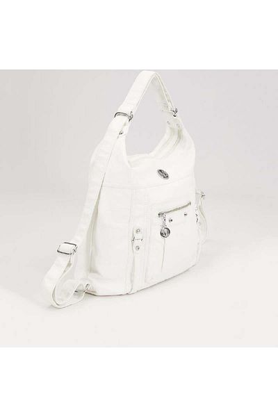 Levidor White Large Size Women's Leather Shoulder Bag