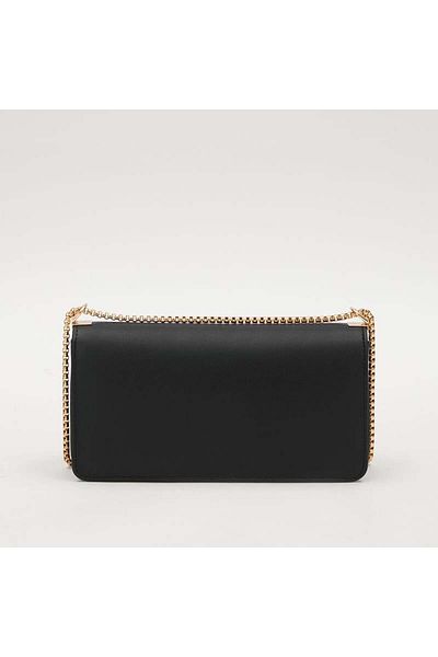 Levidor Black Straw Chain Shoulder Bag