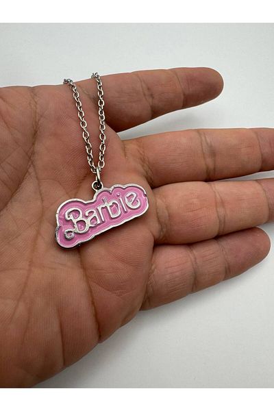 Herşey Nota Barbie Written Pink Figured Necklace – Stylish and Modern Jewelry with 60 cm Chain