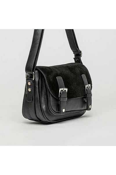 Jacquline Black Nyks Women's Genuine Nubuck Leather Crossbody Bag