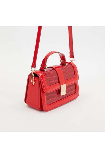 Levidor Red Crocodile Leather Women's Patent Leather Handbag