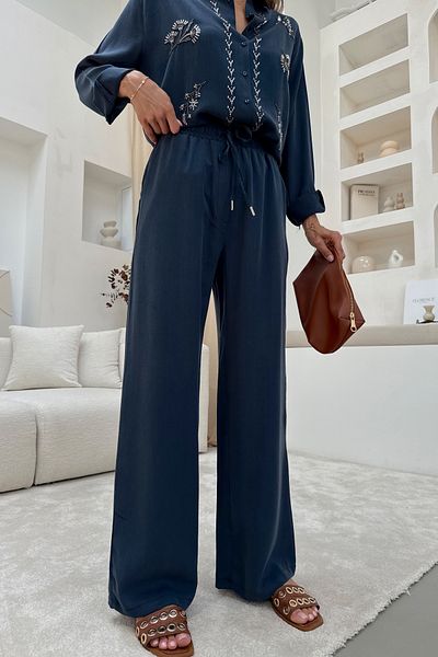MİA NOURA Women's Tansel Fabric Lightweight Soft Fabric Pants