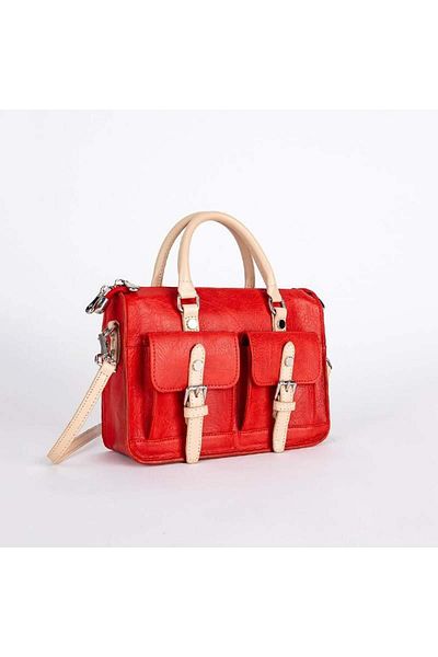 Jacquline Red Momos Multi-Compartment Women's Leather Handbag