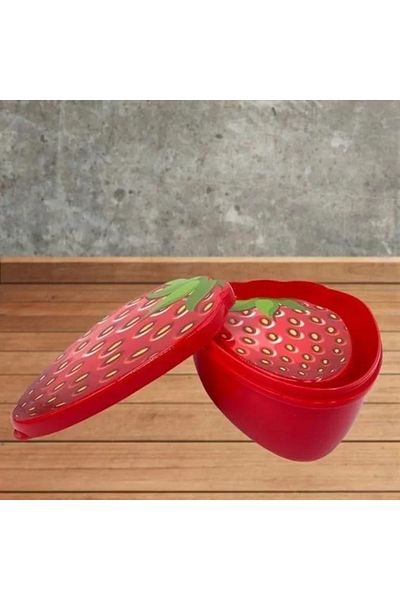 HDY Buffer ®   Set of 2 Nesting Strawberry Model Storage and Nutrition Containers (550 ml 250 ml)
