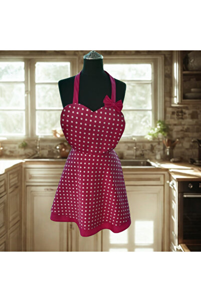 Parla Su İtici ve Leke Tutmaz Çift Katlı Mutfak Önlüğü – Kalpli Volanlı