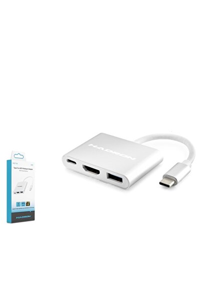 HADRON Hdx7764 Type-C Hdtv Combo Hdmi 4K 30Hz + Type-C + Usb3.0 3In1 Gri