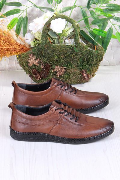 Mehmet Mete 425000 Soft Flexible Comfortable Rubber Laced Genuine Leather Men's Shoes