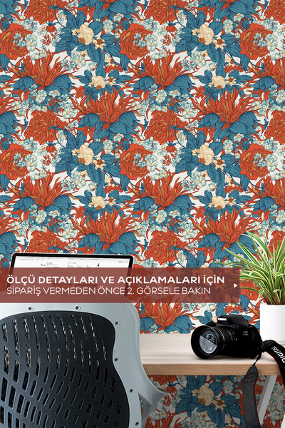 Pluswall William Morris Çiçek Desenli Duvar Kağıdı, Kendinden Yapışkanlı Çok ...