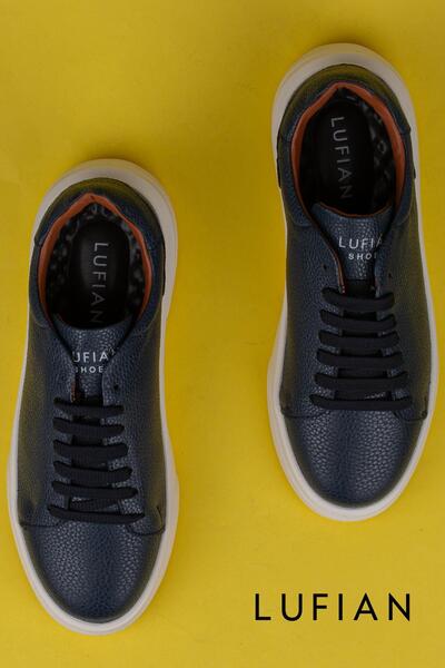 Lufian Lacivert Tommy Erkek Deri Sneaker
