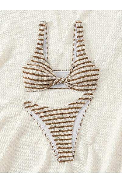 MİLALAZO Şık Çizgili Twist Bikini Takımı