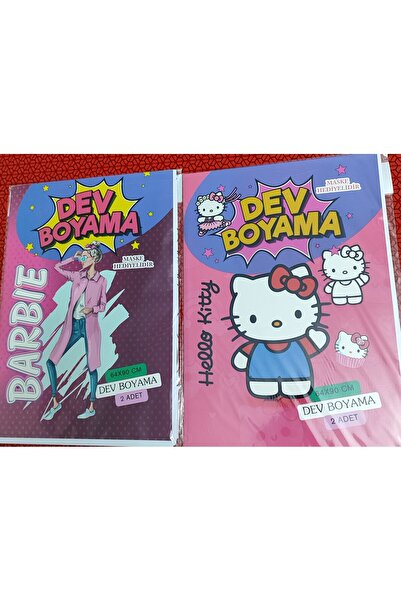 ada çanta kırtasiye 2 adet Dev boyama kitabı (90cmx64cm)- (barbie/Hello Kitty...
