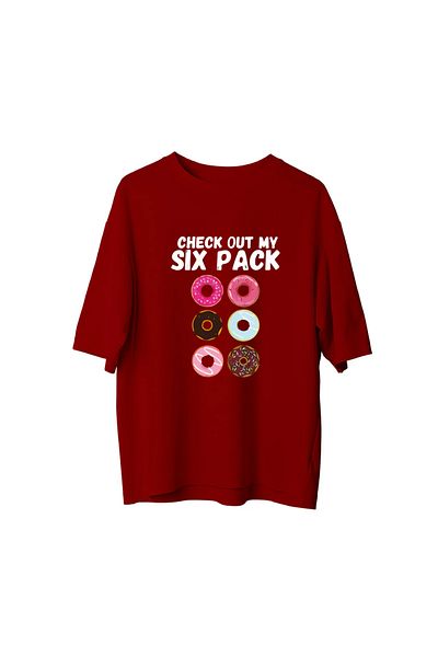 SVART WEAR Check Oute My Six Pack Front Side Printed Oversize Tshirt T-Shirt 100% Cotton