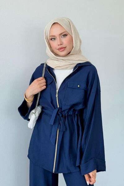 Şulemoda Giyim مجموعة السراويل الصغيرة باللون الأزرق الداكن