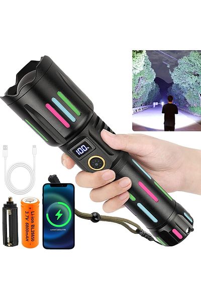 Denx Rechargeable Flashlights High Lumens, Tactical Flashlights 800000 Lumen Super Bright Led Flash Light