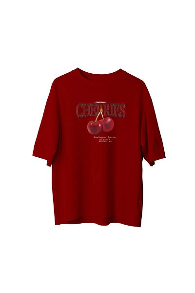 SVART WEAR Cherries Front Side Printed Oversize Tshirt T-Shirt 100% Cotton