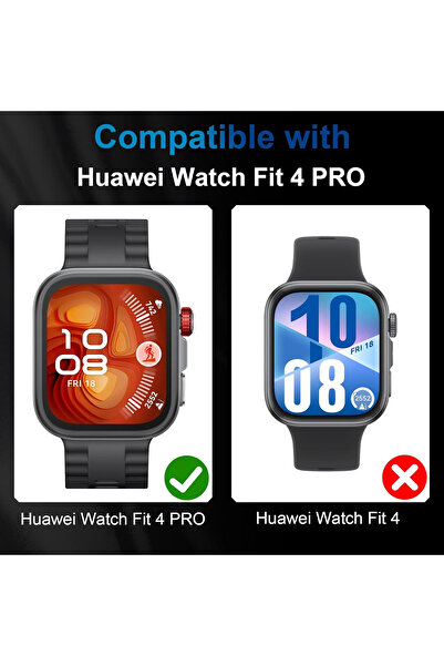 Fibaks Huawei Watch Fit 4 Pro Compatible Full Covering Curved Black Frame Pet Watch Screen Protector