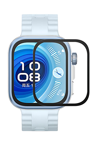 Fibaks Huawei Watch Fit 4 Pro Compatible Full Covering Curved Black Frame Pet Watch Screen Protector