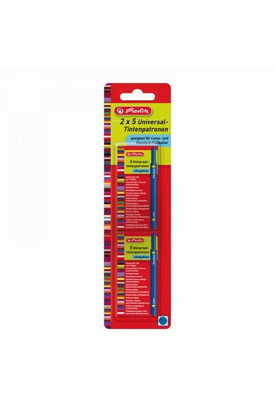 Herlitz Large Fountain Pen Cartridges, Material Plastic, Ink Color Blue, Set of 10
