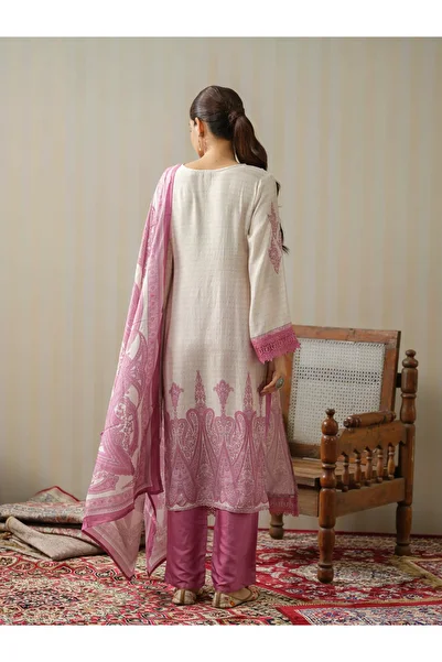 DW By Styli Printed Straight Kurta with Trouser and Dupatta Set