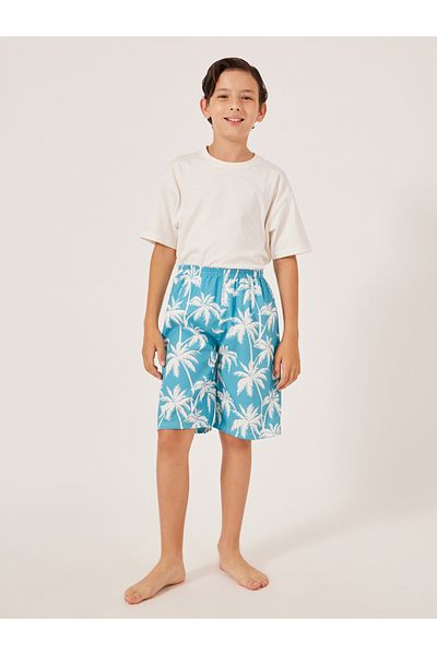 Styli Tropical Print Elastic Waistband Swim Shorts
