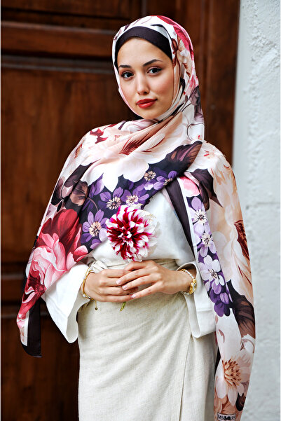 MSCARFS شال حريري منقوش من سود