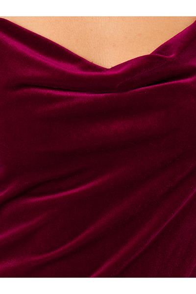 Styli Velvet Cowl Neck Slip with Side Thigh Slit