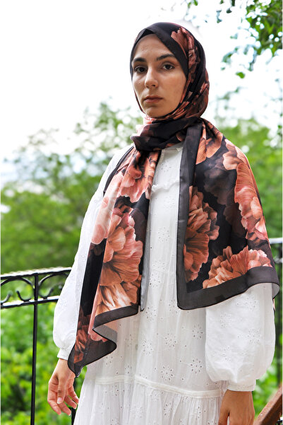 MSCARFS شال حرير جانجان بنمط إبرار باللون الأحمر