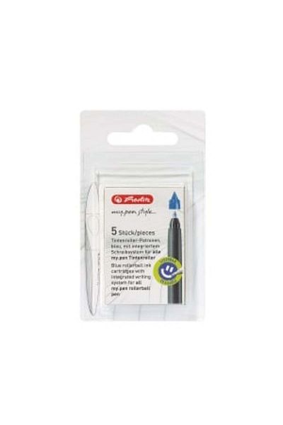 Herlitz My.pen Roller Refill, Material Plastic, Ink Color Blue, Set of 5, Blister Pack