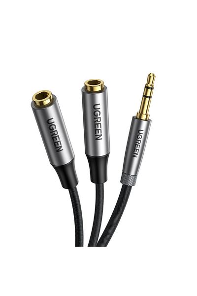 Ugreen Rozdzielacz na 2x przewód kabel AUX 3.5mm mini jack 0.2m czarny
