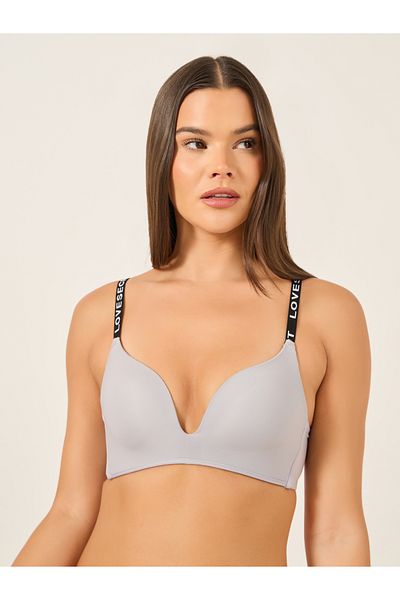 INENEMIS By Styli Letter Tape Strap Padded Non Wired Plunge Bra