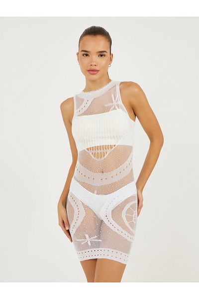 Styli Rhinestone Halter Neck Cut-Out Bodycon Slip Dress
