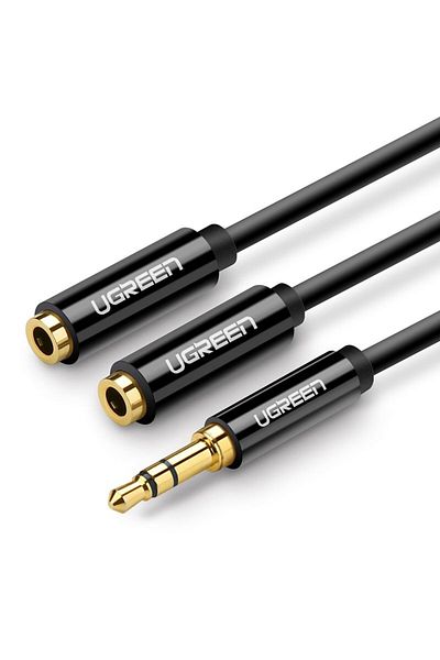 Ugreen Rozdzielacz kabla słuchawkowego 2x AUX 3.5mm mini jack 25cm czarny