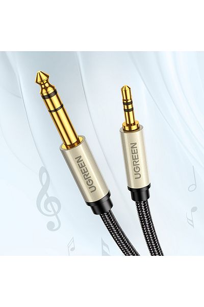 Ugreen Kabel przewód przejściówka audio TRS mini jack 3.5mm - jack 6.35mm 2m szary