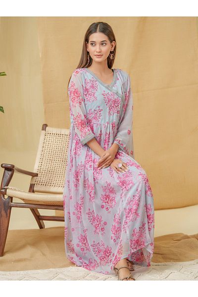 DW By Styli Embroidered A-Line Kurta and Trouser with Dupatta Set