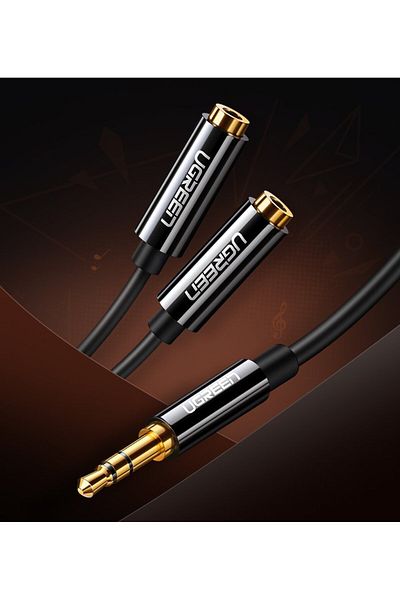 Ugreen Rozdzielacz kabla słuchawkowego 2x AUX 3.5mm mini jack 25cm czarny