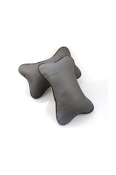 REDz Accessories Super Comfortable Car Headrest Pillow, Soft Cotton and -Leather, Gray