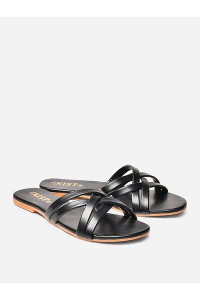 GNIST By Styli Cross Strap Open Toe Flat Sandals