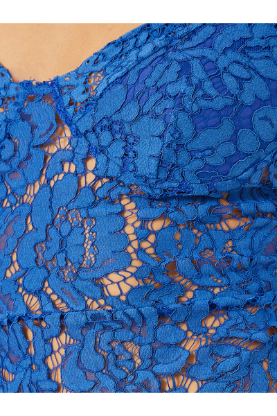 Styli All Over Crochet Lace Side Split Slip Dress