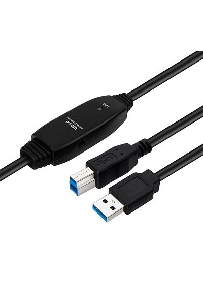 MicroConnect Cablu USB 3.2 Gen 1 A-B 10m M-M Activ, Negru, USB3.0AB10B