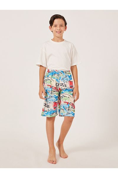 Styli Graphic Print Elastic Waist Swim Shorts